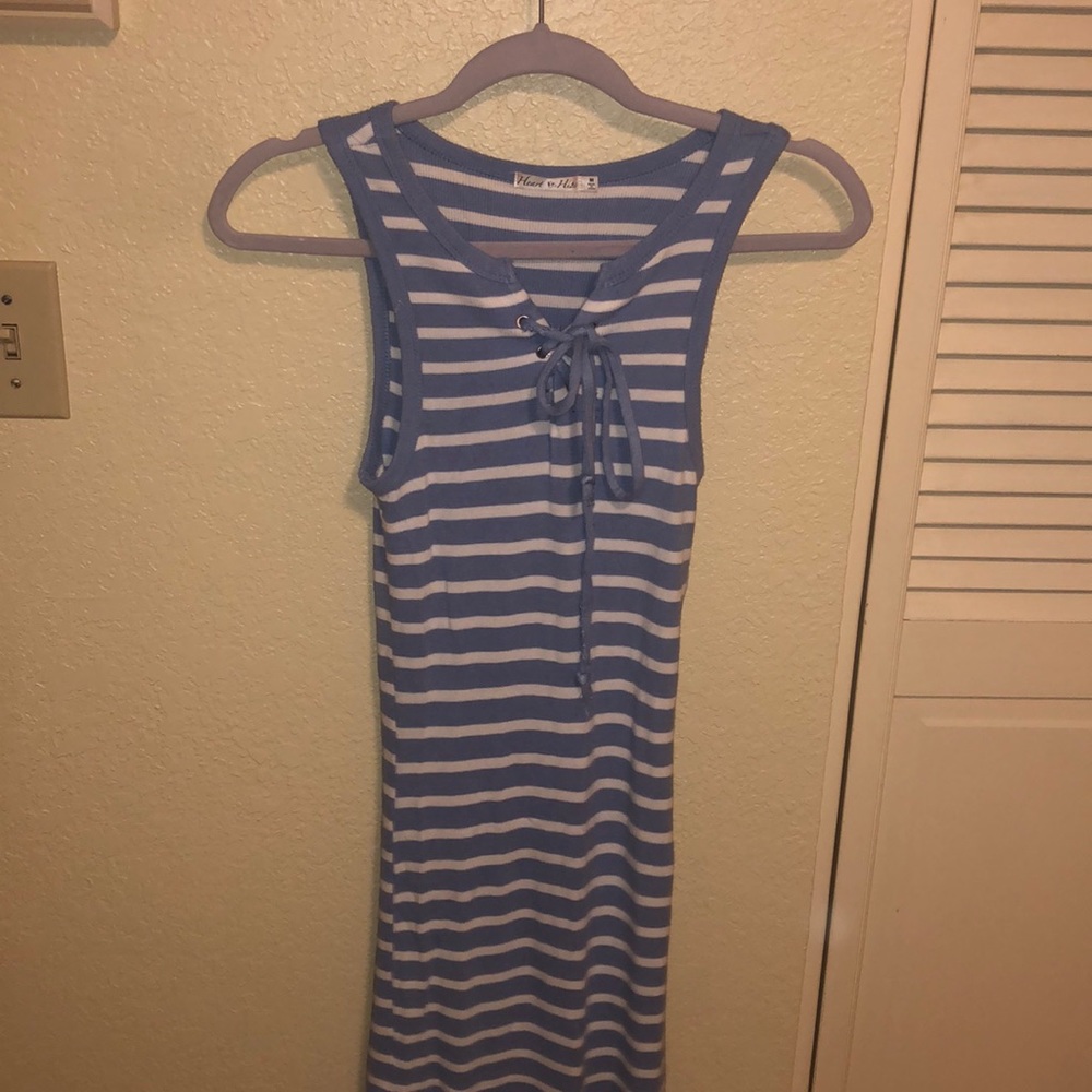 STRIPED LIGHT BLUE&WHITE  MINI DRESS